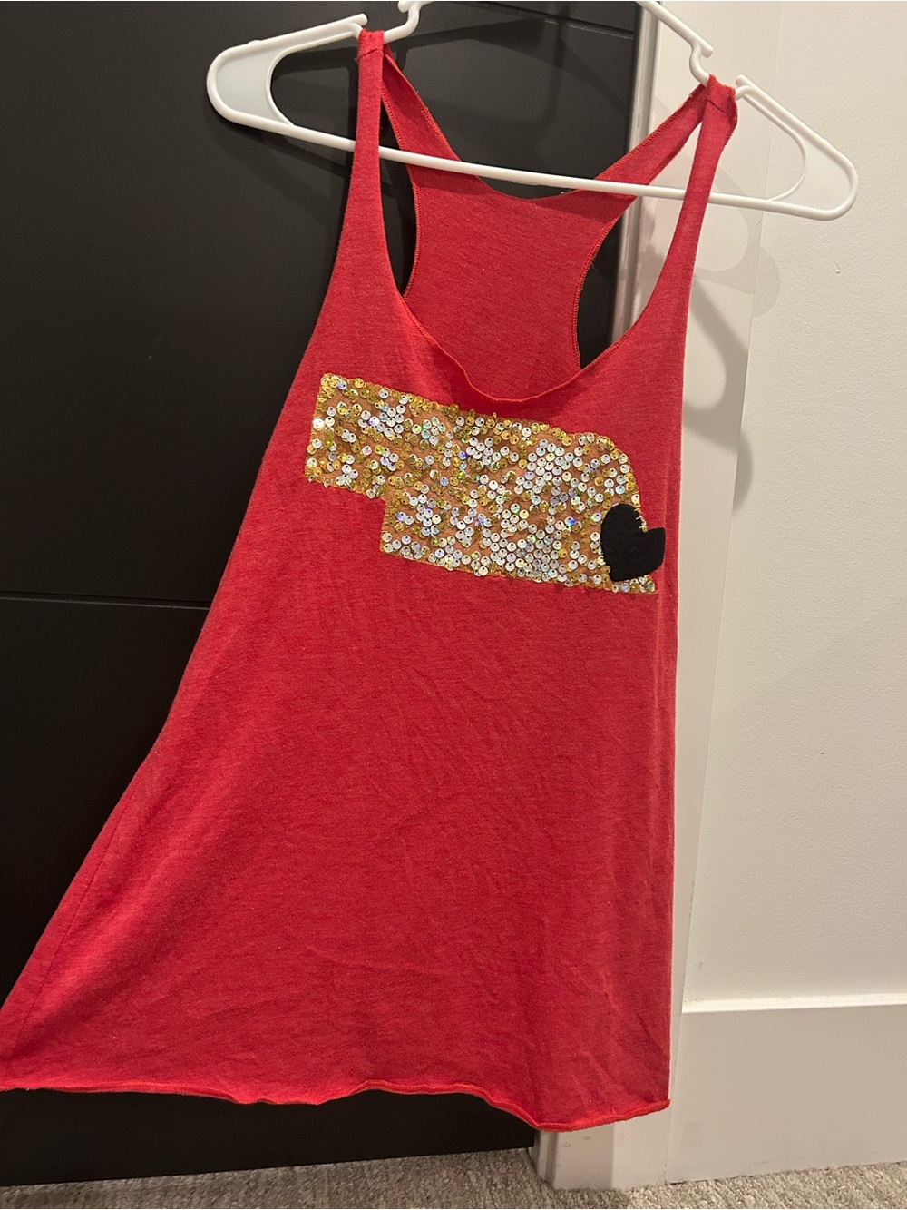 Red Women's Nebraska Sequin Accent Racerback Tank Top